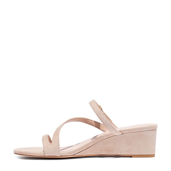 STUART WEITZMAN Golden Beige Align II Buckle Wedge Mules NWOB 7 - Picture 7 of 7